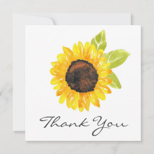Tarjeta De Agradecimiento Sunflower acuarela pintada a mano