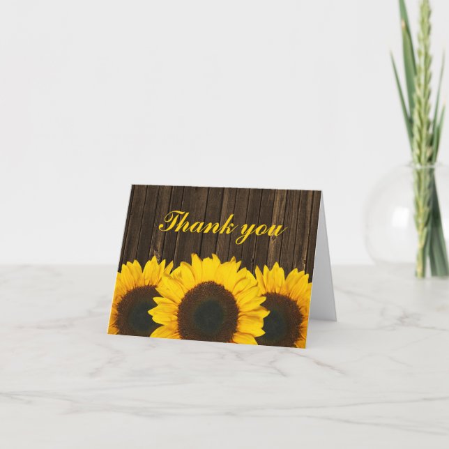 Tarjeta De Agradecimiento Sunflower Barn Wood Thank You (Anverso)