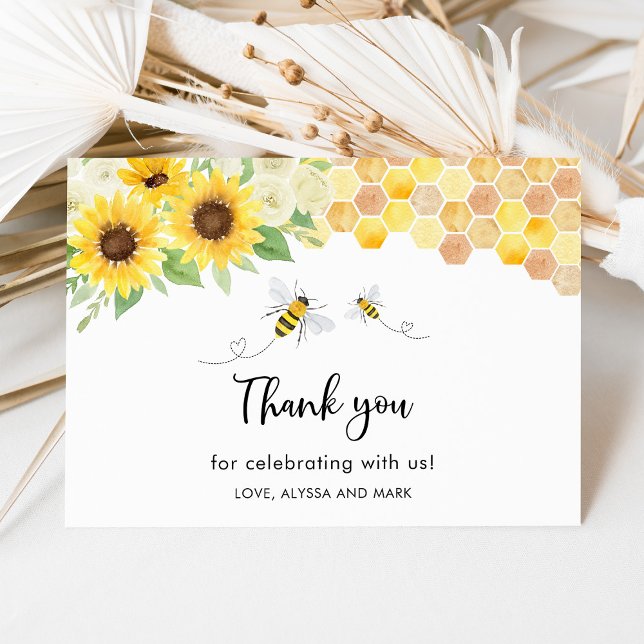 Tarjeta De Agradecimiento Sunflower Bee Baby Shower (Subido por el creador)