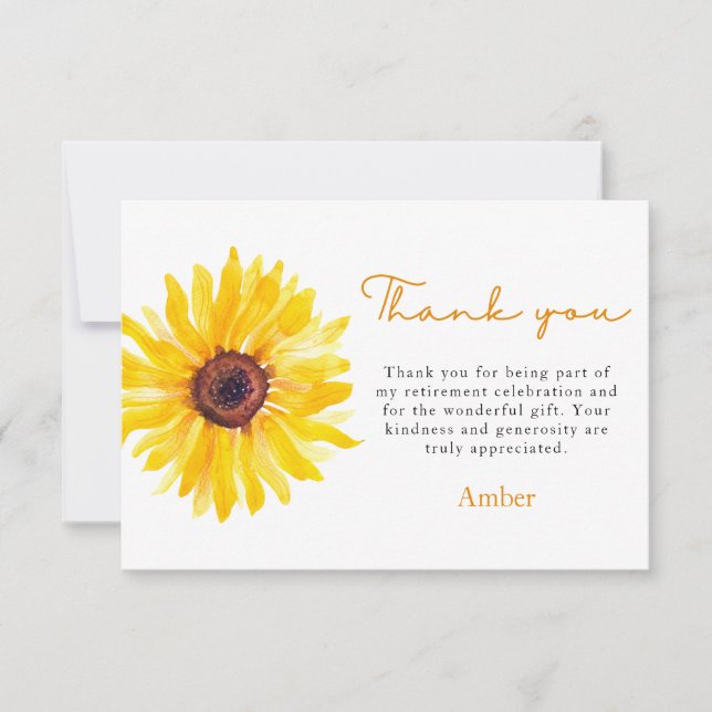 Tarjeta De Agradecimiento Sunflower Educator's Retirement Thank You Card (Anverso)