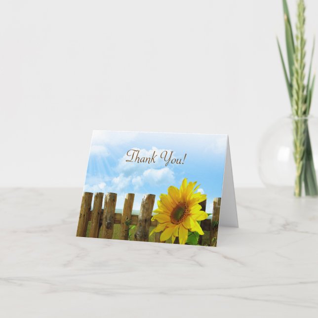 Tarjeta De Agradecimiento Sunflower Fence Bridal Party Gracias (Anverso)