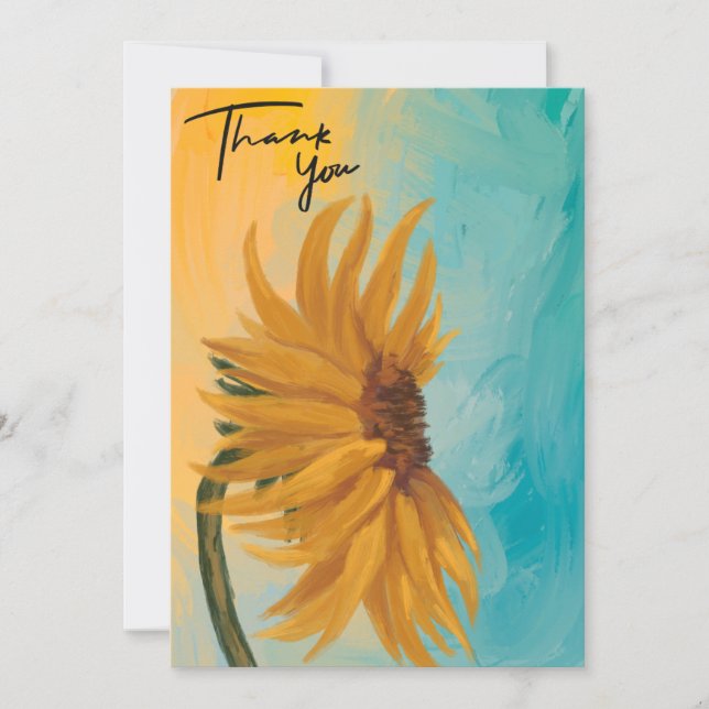 Tarjeta De Agradecimiento Sunflower Floral Thank You Card  (Anverso)