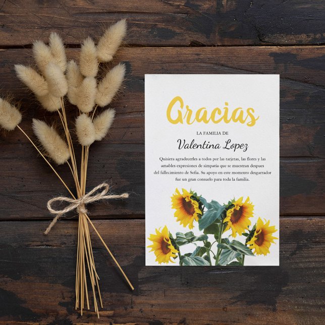 Tarjeta De Agradecimiento Sunflower Gracias Simpatia | Simpatía española (Subido por el creador)