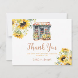 Tarjeta De Agradecimiento Sunflower Off The Market Bridal Shower Gracias