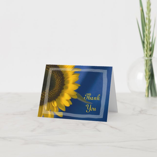 Tarjeta De Agradecimiento Sunflower on Blue Gracias (Anverso)