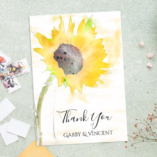 Tarjeta De Agradecimiento Sunflower on White Boda Watercolor Gracias
