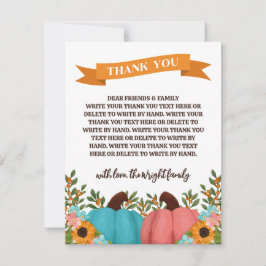 Tarjeta De Agradecimiento Sunflower Pequeña Calabaza Género Revelación Graci