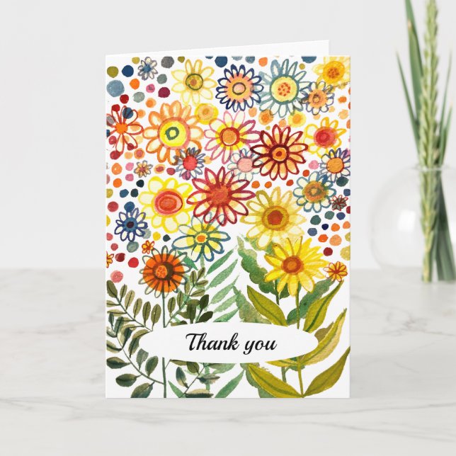 Tarjeta De Agradecimiento Sunflower y daisies (Anverso)