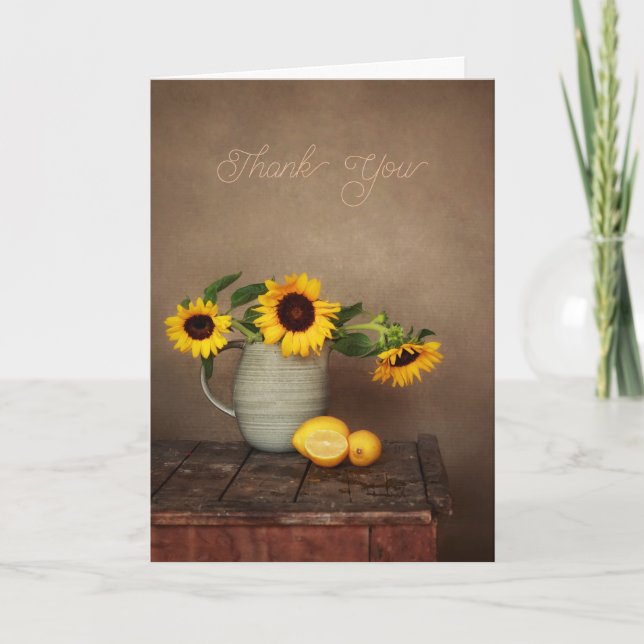 Tarjeta De Agradecimiento Sunflower y Lemones Rústicos (Anverso)