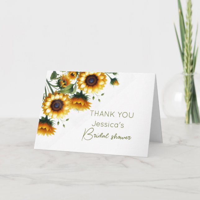 Tarjeta De Agradecimiento Sunflowers Boho Flores Rustic Barn Bridal Shower (Anverso)