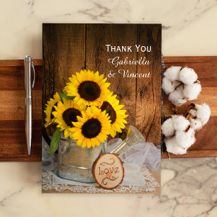 Tarjeta De Agradecimiento Sunflowers Garden Watering Can Wedding Thank You