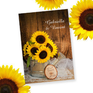Tarjeta De Agradecimiento Sunflowers Garden Waters Can Boda Gracias