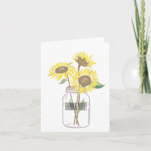 Tarjeta De Agradecimiento Sunflowers Mason Jar Gracias