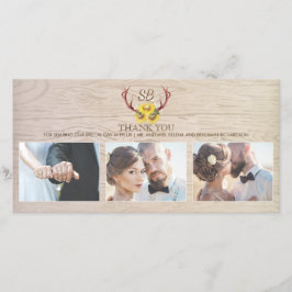 Tarjeta De Agradecimiento Sunflowers Rustic Deer Antlers Boda Gracias
