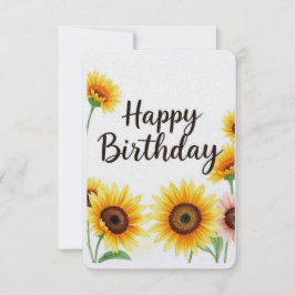 Tarjeta De Agradecimiento Sunflowers Watercolor Happy Birday Card