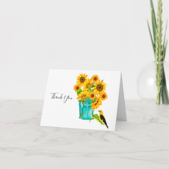 Tarjeta De Agradecimiento Sunflowers Waters Can Bouquet (Anverso)