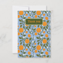 Tarjeta De Agradecimiento Sunny Citrus Naranjas Grove Pattern
