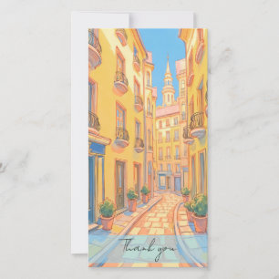Tarjeta De Agradecimiento Sunny European Street Cosy Architecture Viaje al a