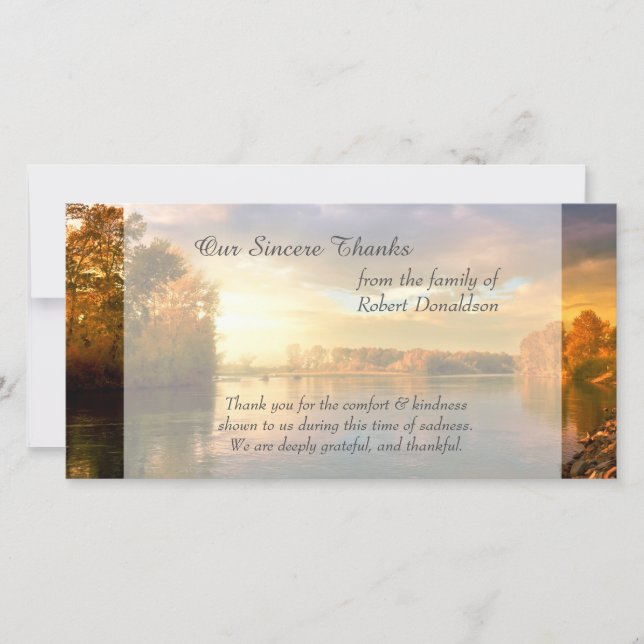 Tarjeta De Agradecimiento Sunrise Lake Sympathy Gracias (Anverso)