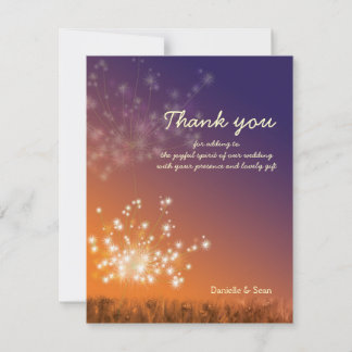 Tarjeta De Agradecimiento Sunset Dandelions Boda Gracias