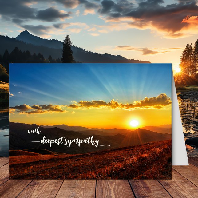 Tarjeta De Agradecimiento Sunset Deepest Sympathy Card (Sympathy or condolences greeting or note card with a sunset over a hilly landscape in vibrant colors)
