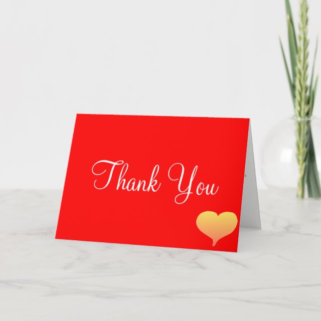 Tarjeta De Agradecimiento Sunset Heart Red Boda Gracias Cartas (Anverso)