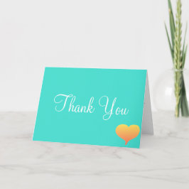Tarjeta De Agradecimiento Sunset Hearts Turquoise Boda Gracias Cartas