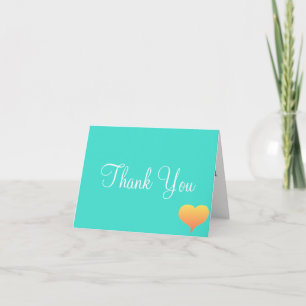Tarjeta De Agradecimiento Sunset Hearts Turquoise Boda Gracias Cartas