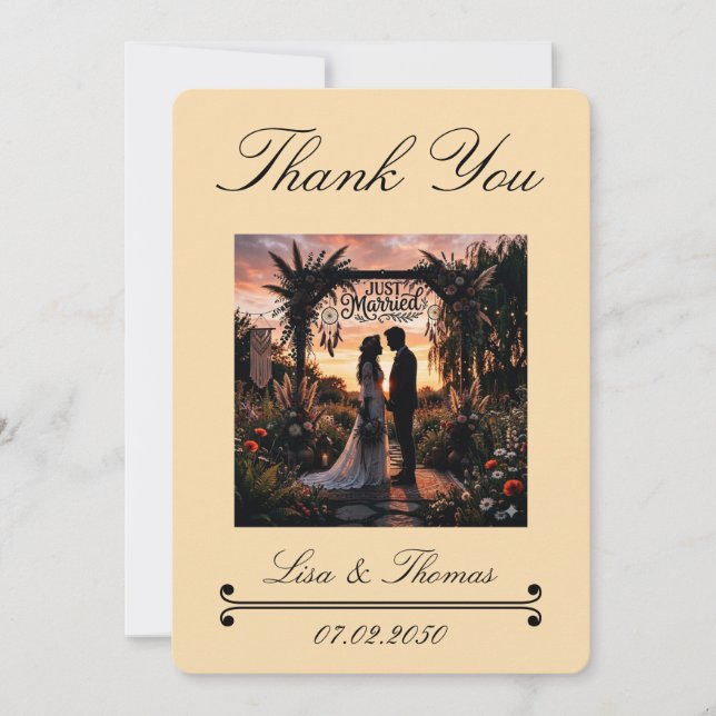 Tarjeta De Agradecimiento Sunset Hues Nomadic Boho (Anverso)