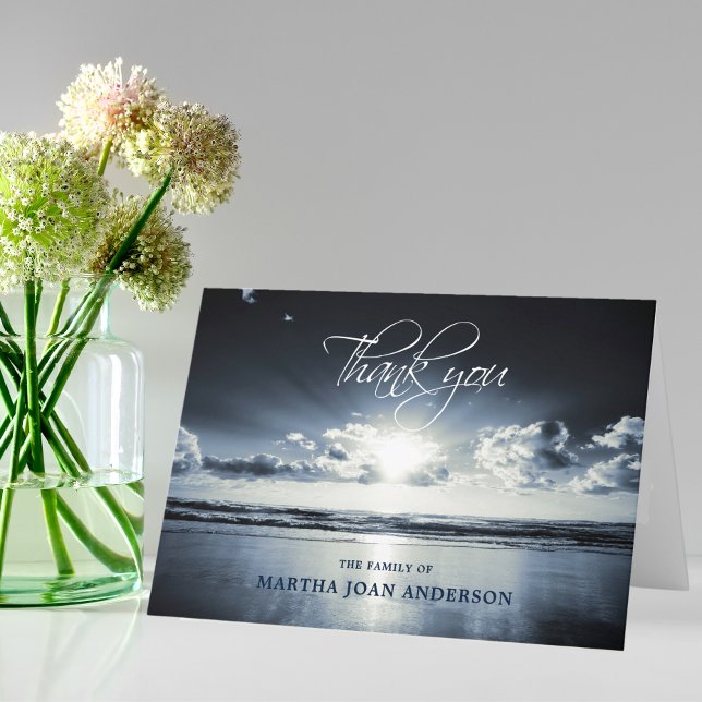Tarjeta De Agradecimiento Sunset Ocean Beach Simpathy GRACIAS Memorial (Sunset Ocean Beach Sympathy THANK YOU Memorial)