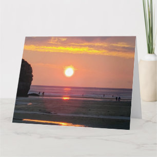 Tarjeta De Agradecimiento Sunset, Perranporth Beach, Cornwall. Julio de 2019