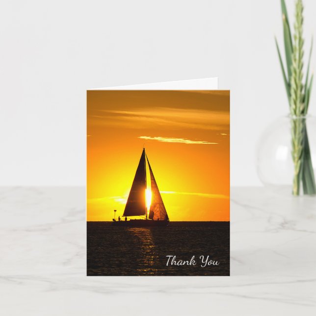 Tarjeta De Agradecimiento Sunset Sailing Gracias (Anverso)
