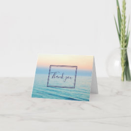 Tarjeta De Agradecimiento Sunset Skies Ocean Beach Blue Boda Gracias