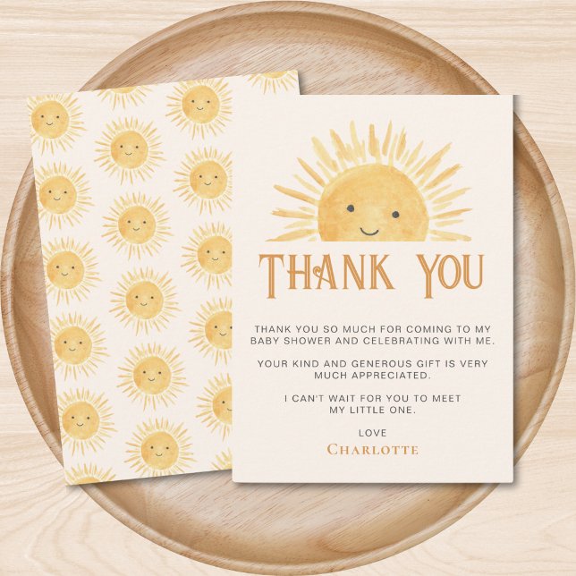 Tarjeta De Agradecimiento Sunshine Baby Shower (Subido por el creador)