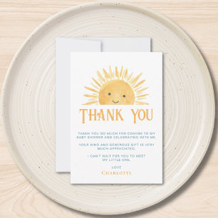 Tarjeta De Agradecimiento Sunshine Baby Shower