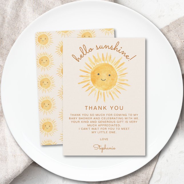Tarjeta De Agradecimiento Sunshine Baby Shower (Subido por el creador)