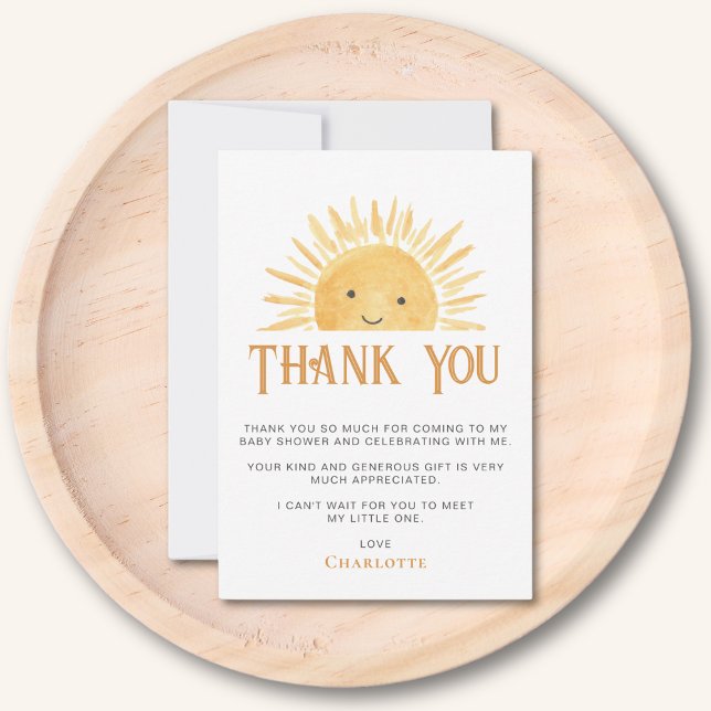 Tarjeta De Agradecimiento Sunshine Baby Shower (Subido por el creador)