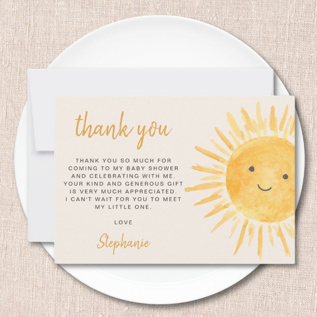 Tarjeta De Agradecimiento Sunshine Baby Shower (Subido por el creador)