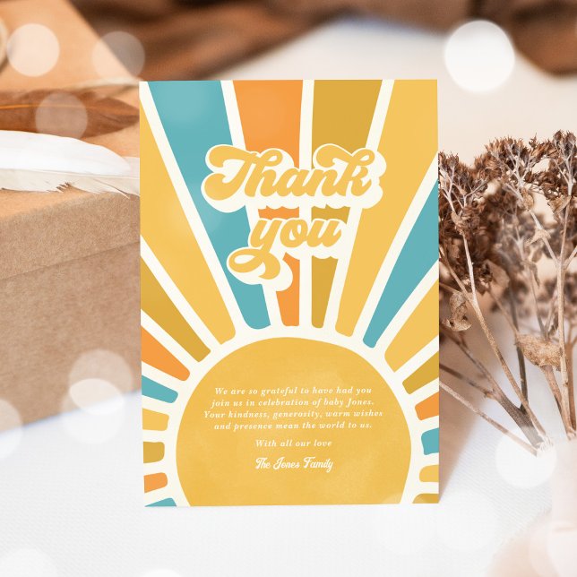 Tarjeta De Agradecimiento Sunshine Baby Shower aquí llega el hijo (Subido por el creador)