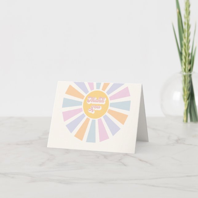 Tarjeta De Agradecimiento Sunshine Baby Shower Aquí Viene Con Los Rays Rosa  (Anverso)