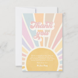Tarjeta De Agradecimiento Sunshine Baby Shower Aquí Viene Con Los Rays Rosa