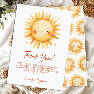 Tarjeta De Agradecimiento Sunshine Baby Shower Boho Cute Gender Neutral Sun