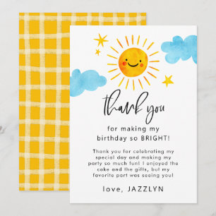 Tarjeta De Agradecimiento Sunshine Birthday Party