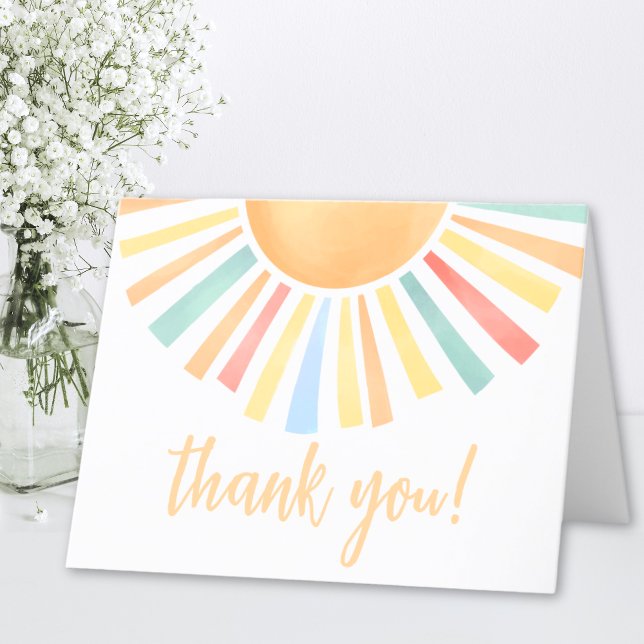 Tarjeta De Agradecimiento Sunshine Brillante Sol Colorido Gracias (Sunshine Bright Colorful Sun Thank You)