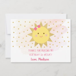 Tarjeta De Agradecimiento Sunshine Pink & Gold Birday Gracias