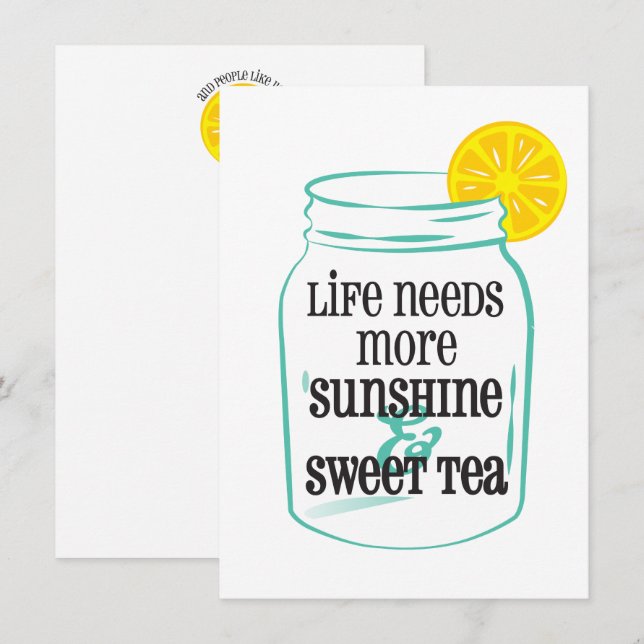Tarjeta De Agradecimiento Sunshine Sweet Tea Southern Mason Jar Lemon Verde  (Anverso / Reverso)