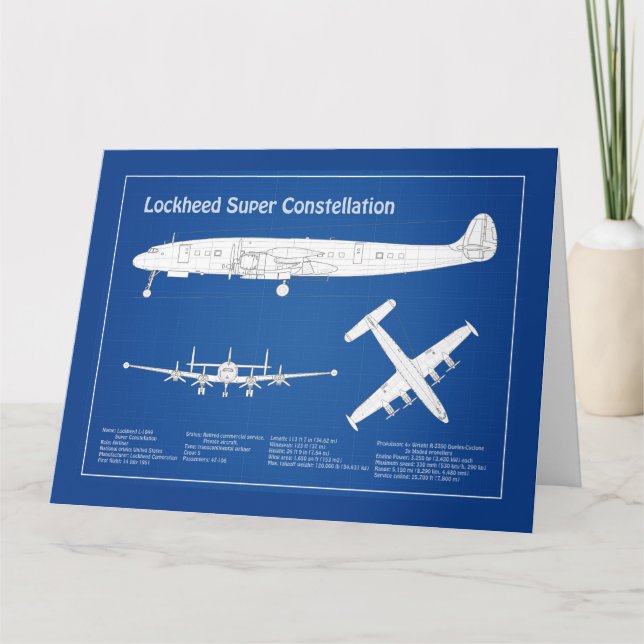 Tarjeta De Agradecimiento Super Constelación Lockheed L-1049 - Planes ABD (Anverso)
