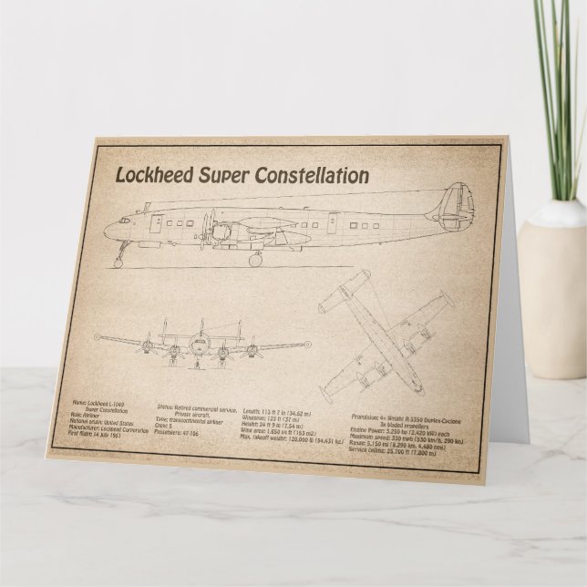 Tarjeta De Agradecimiento Super Constelación Lockheed L-1049 - Planes SD (Anverso)