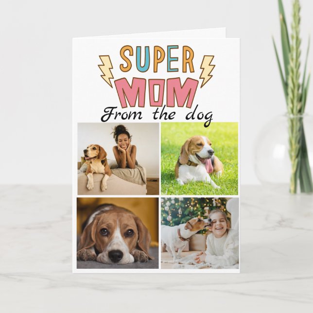 Tarjeta De Agradecimiento Super Mamá... Cuatro fotos personalizado de collag (Anverso)