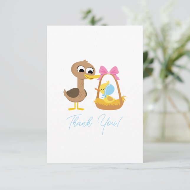 Tarjeta De Agradecimiento Super Simple | 5 Patitos Niños para Baby Shower (Anverso de pie)